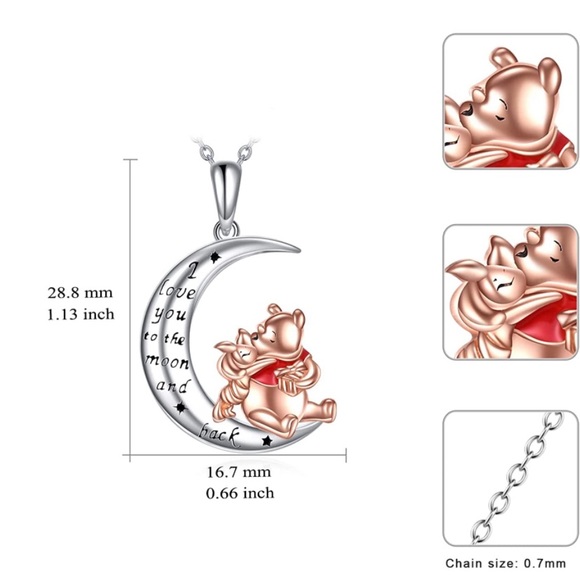 Winnie the Pooh and Piglet I Love You to the Moon and Back Necklace - Picture 6 of 6